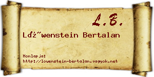 Löwenstein Bertalan névjegykártya